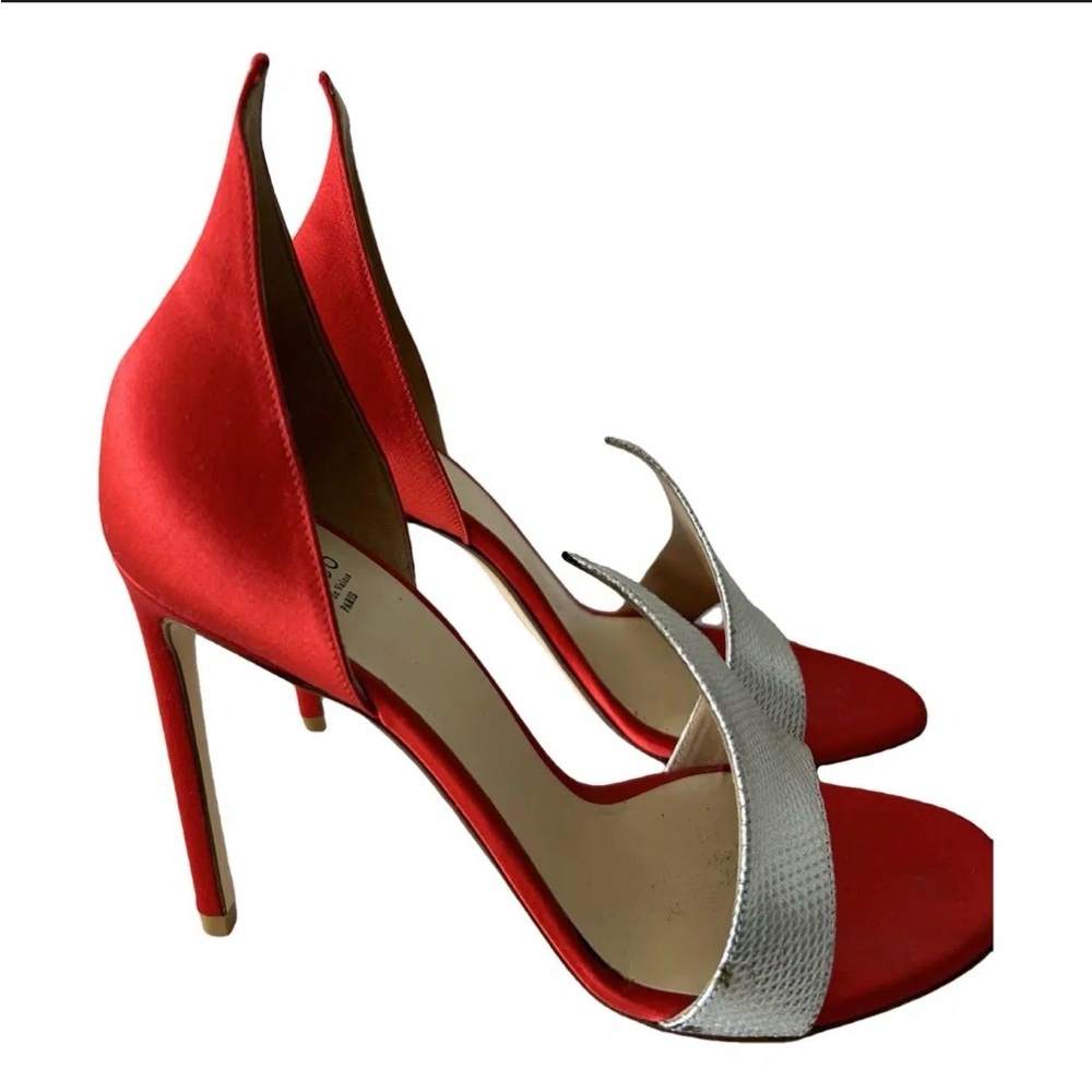 FRANCESCO RUSSO Elegant Red and Silver Women's Heels
